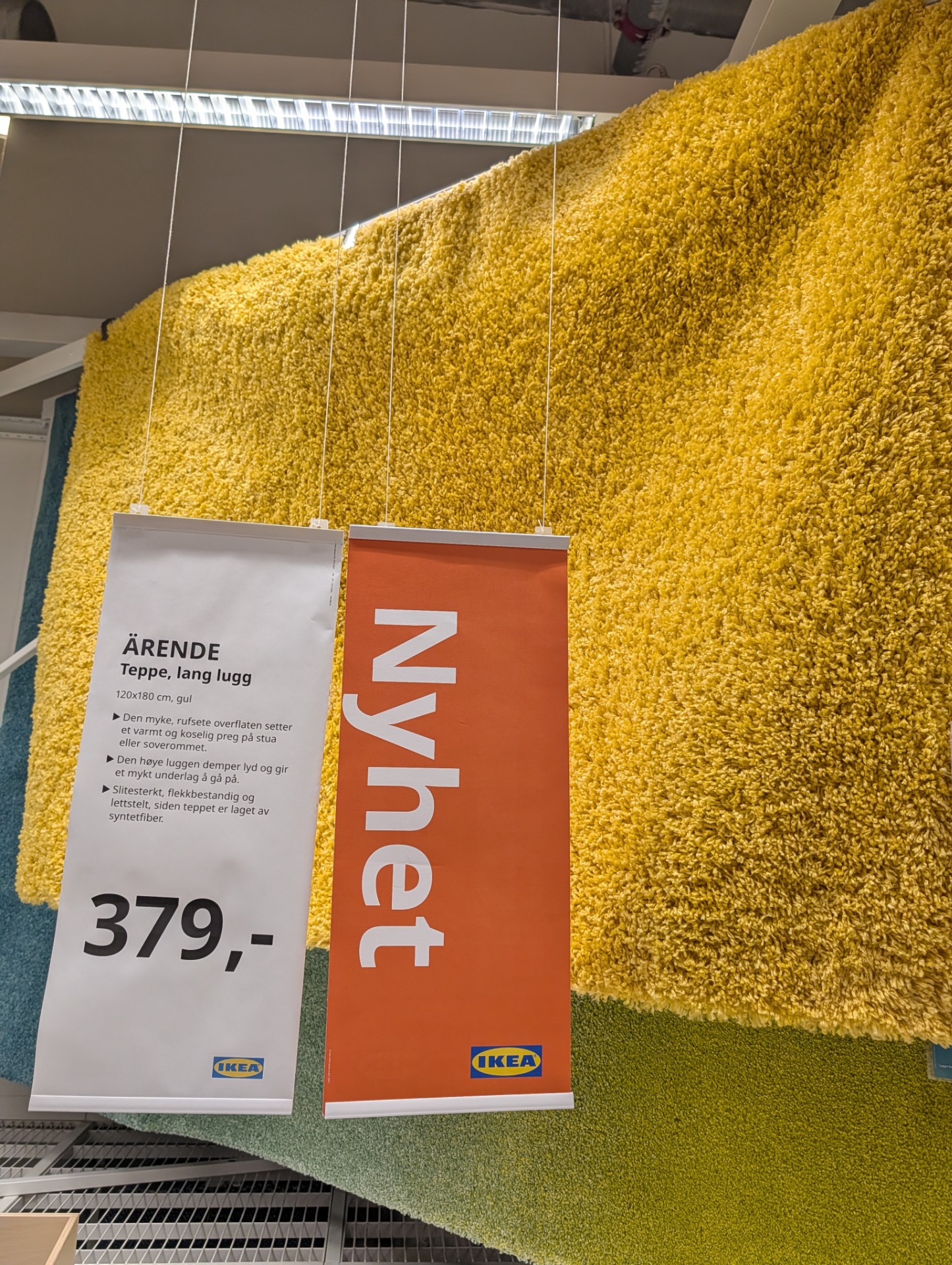 ÄRENDE Rug, high pile, yellow